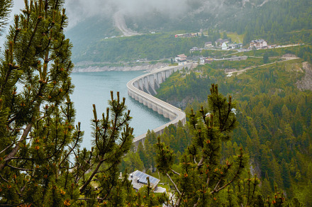 landscape with Fedaia lake and forest, a Nature Photo by Alliance Images