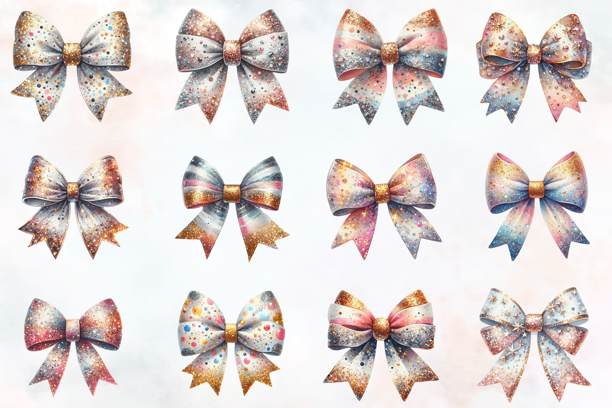 Glitter Bow Clipart, an Illustration by RobertsArt (Photo 2 of 7)