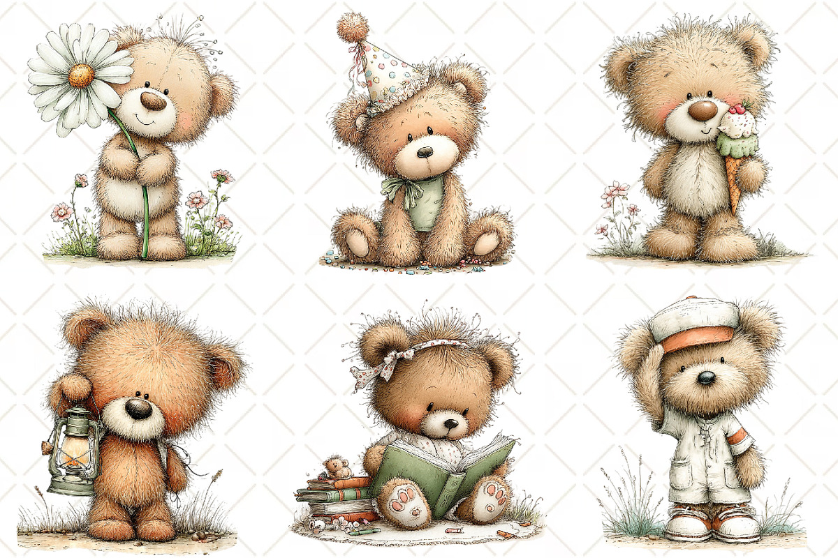 Whimsical Teddy Bear Clipart, an Animal Illustration by Black Bird Studio (Photo 4 of 6)
