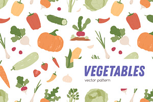 Fresh vegetables seamless pattern, a Pattern Graphic by Good Studio