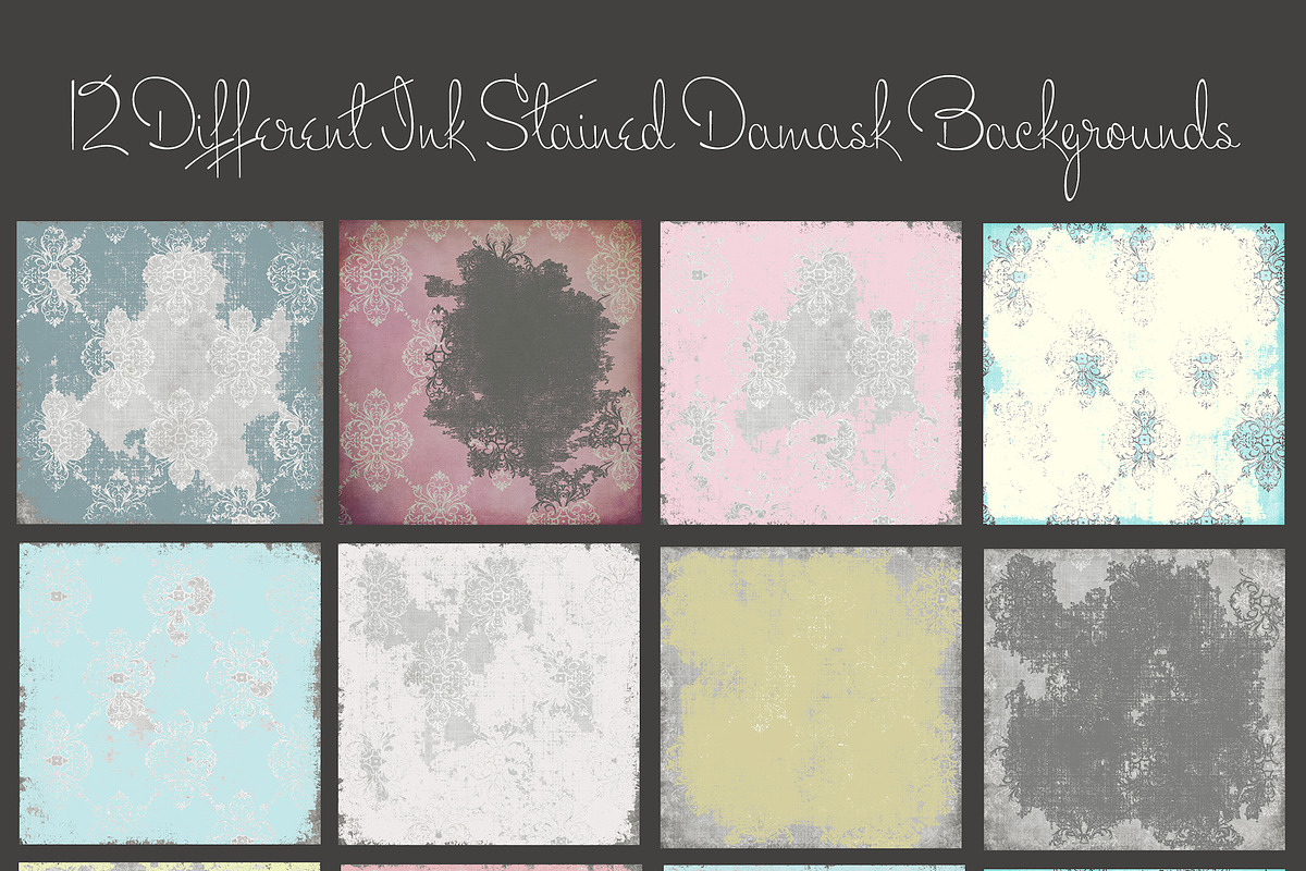 Ink Stained Damask Background Papers preview 4