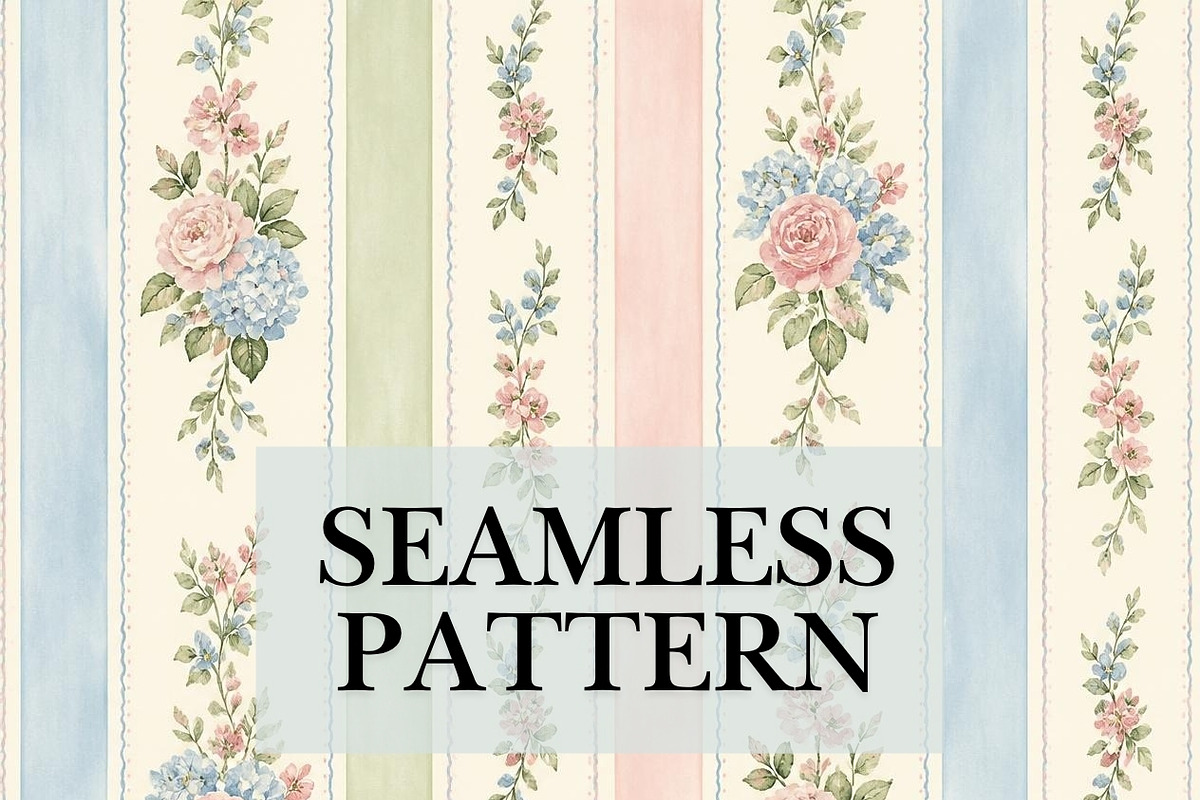 Watercolor Grandmillennial Pattern, a Pattern Graphic by elfy creative (Photo 1 of 5)