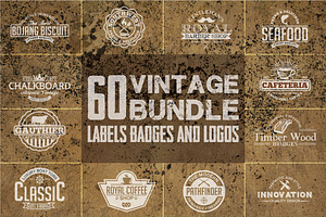 60 Vintage Badges and Logos Bundle, a Branding & Logo Template by shazi