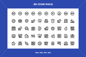 Offer and discount icons, an Outline Icon by Wencory