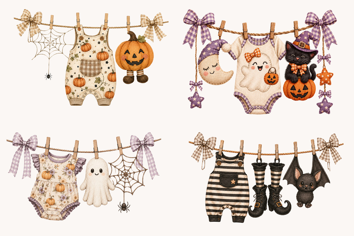 Halloween Clothesline Clipart PNG, a Seasonal Illustration by Designworld (Photo 3 of 5)