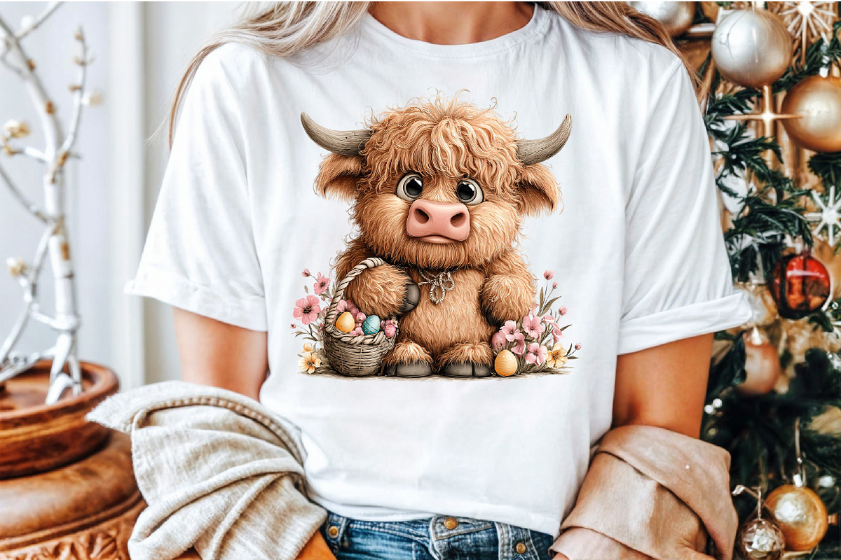Whimsical Easter Highland Cow Clipar, an Illustration by Sublimation Artist (Photo 5 of 5)