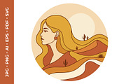 Woman's profile desert sand dunes, a Decorative Illustration by nandinigraphics (Thumbnail 1 of 3)