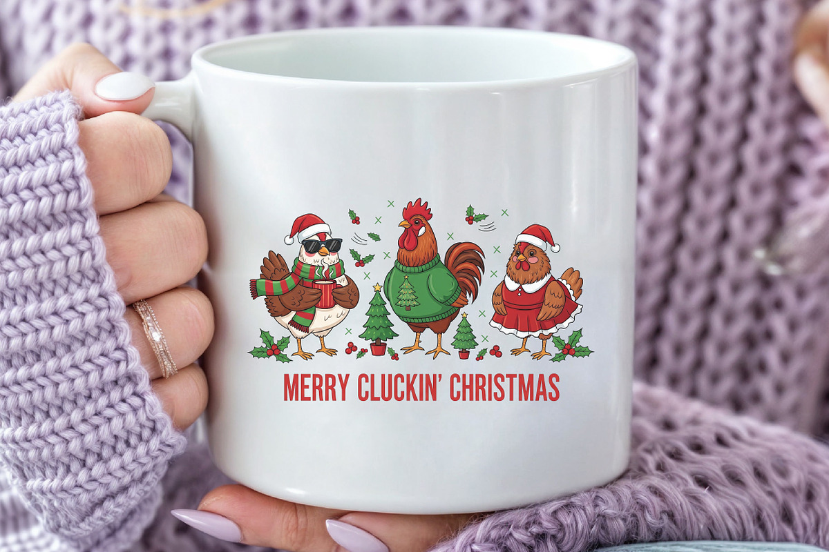 Merry Cluckin’ Christmas Chicken PNG, an Illustration by Black Bird Studio (Photo 4 of 4)