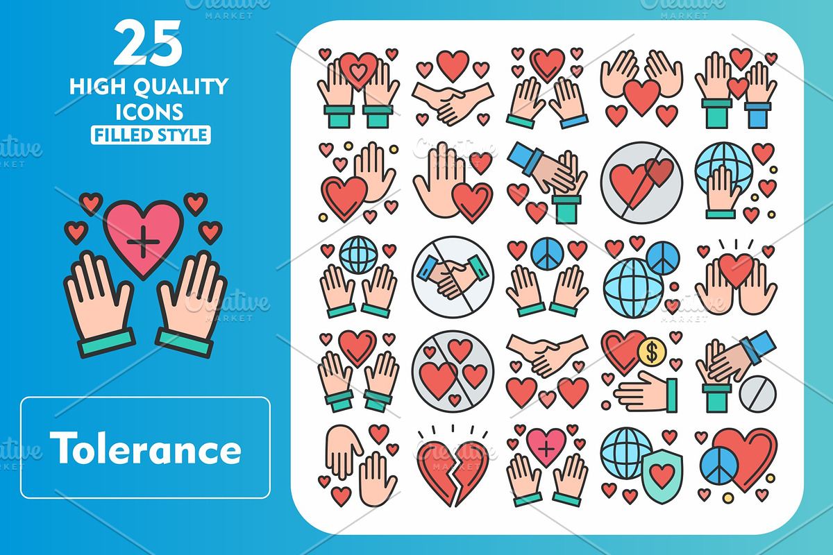 25 Tolerance Line Filled Icons, an Icon by Pexelpy