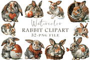 Watercolor Rabbit Clipart, an Illustration by Libby Wishes (Thumbnail 1 of 4)