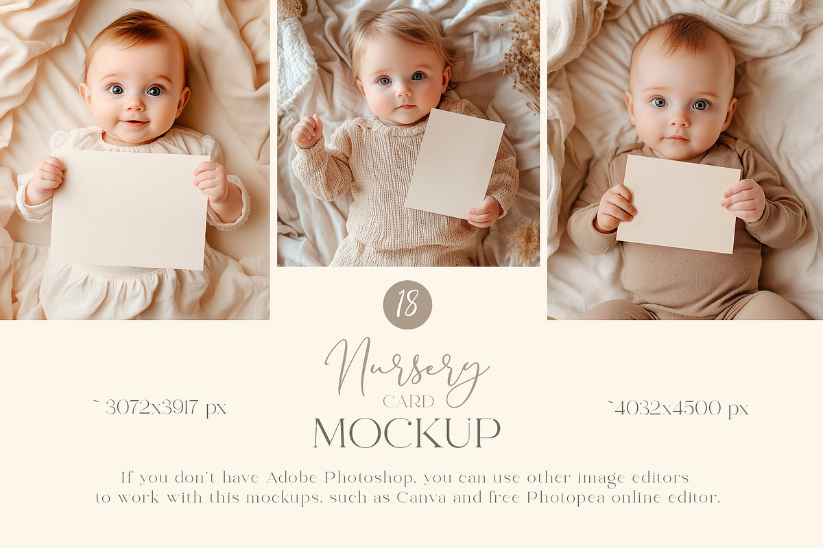 Cute Nursery Card Mockups., a Books & Magazine Mockup by Designwork (Photo 6 of 15)