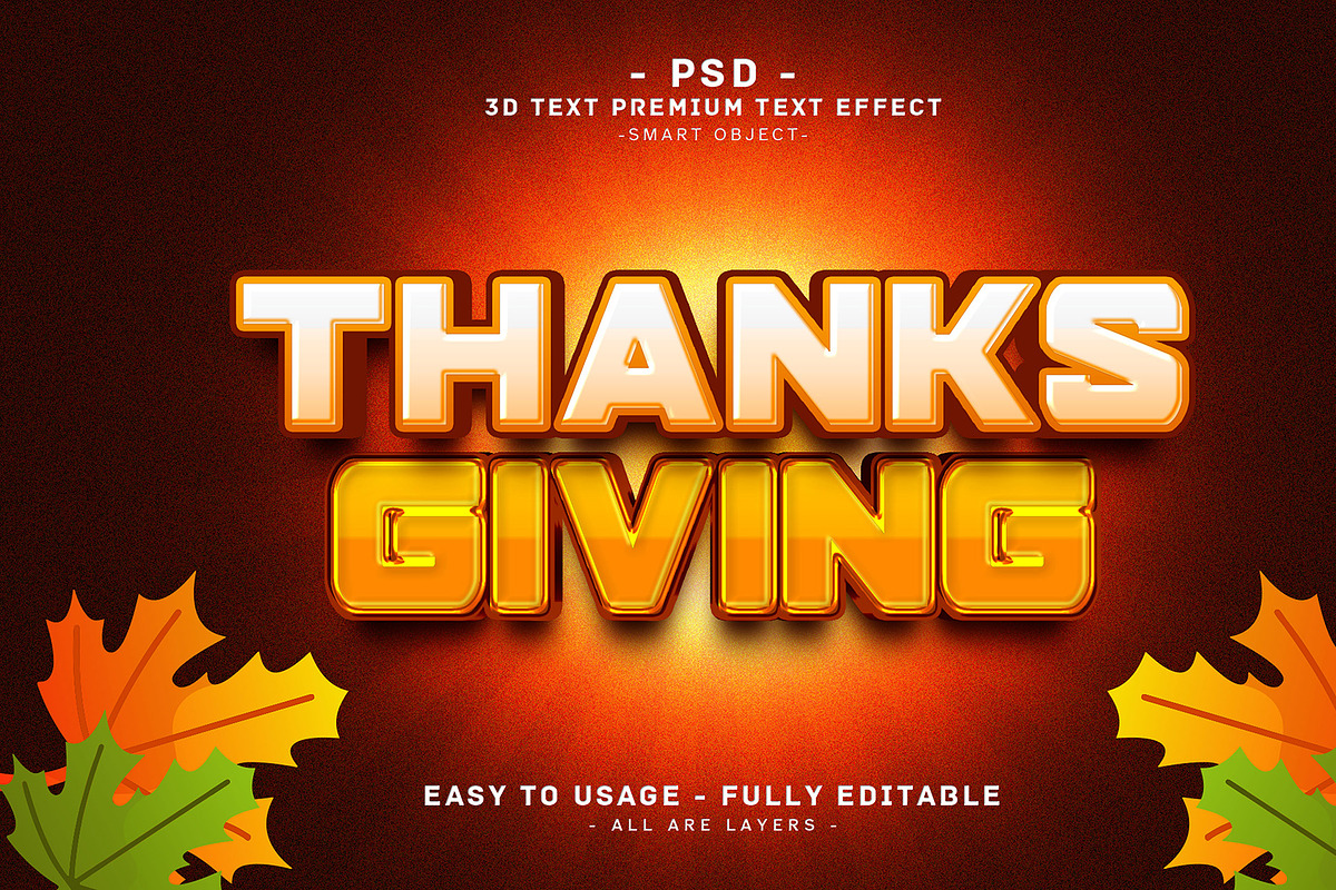 Thanks Giving 3D Editable Psd Text, a Layer Style Add-On by Md Jahidul99