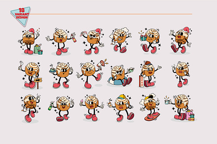 Cinnamon Rolls with Varied Poses