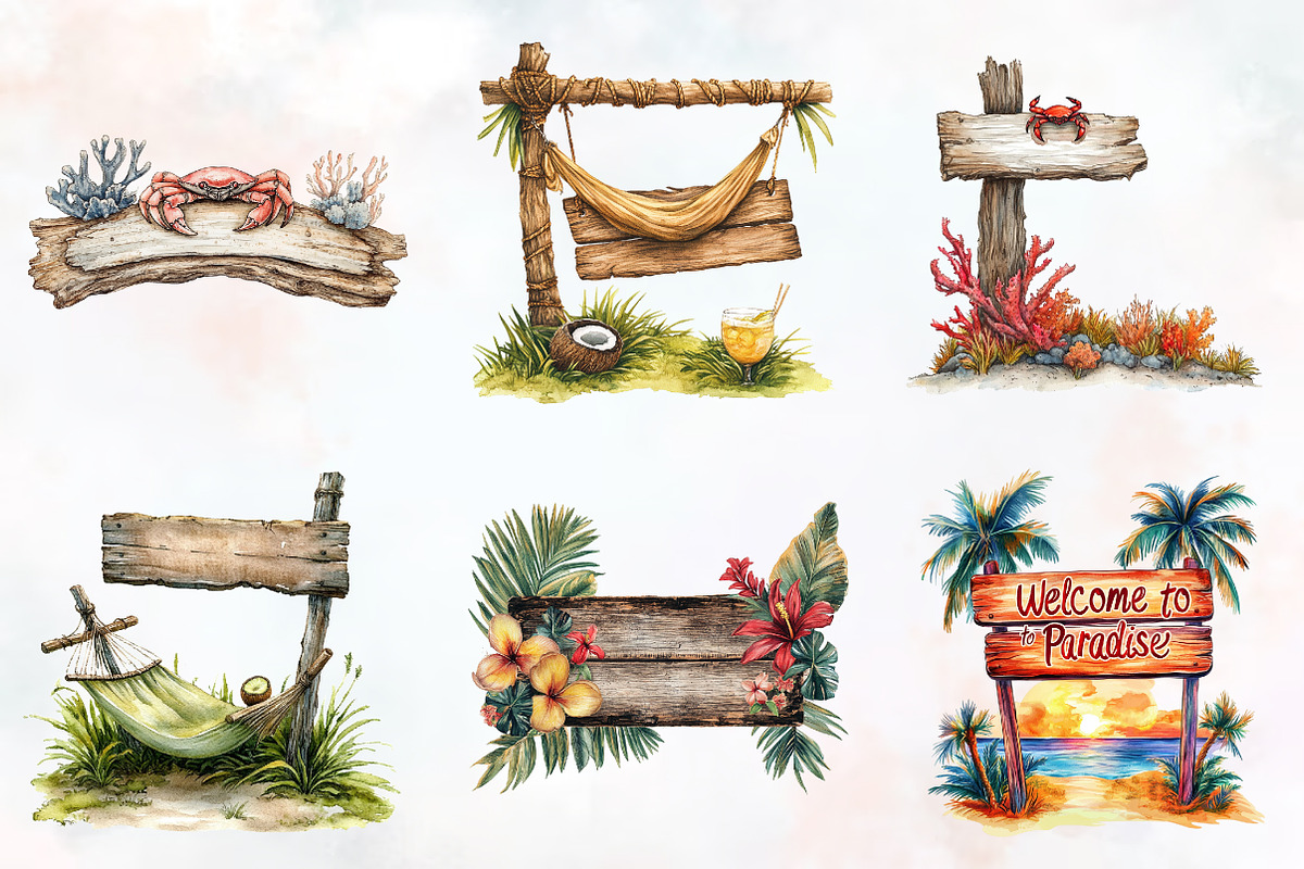 Summer Day Wooden Sign Clipart, an Illustration by RobertsArt (Photo 4 of 4)