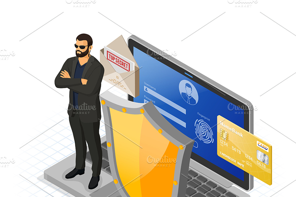 Cyber Security Isometric Concept, a Person Illustration by TAlex (Photo 5 of 6)