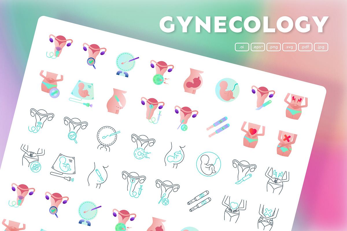 Gynecology | 32 Icons Set Hand Drawn, an Outline Icon by Marina Silence (Photo 1 of 18)