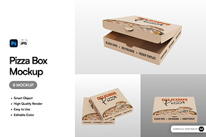 Pizza Box Packaging Paper Mockup