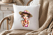 Summer Girls with Drinks Clipart, an Illustration by OK Design (Thumbnail 6 of 6)