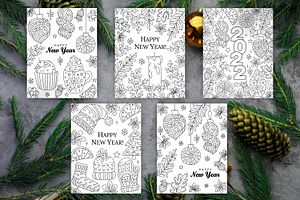 5 Coloring Pages Happy New Year!