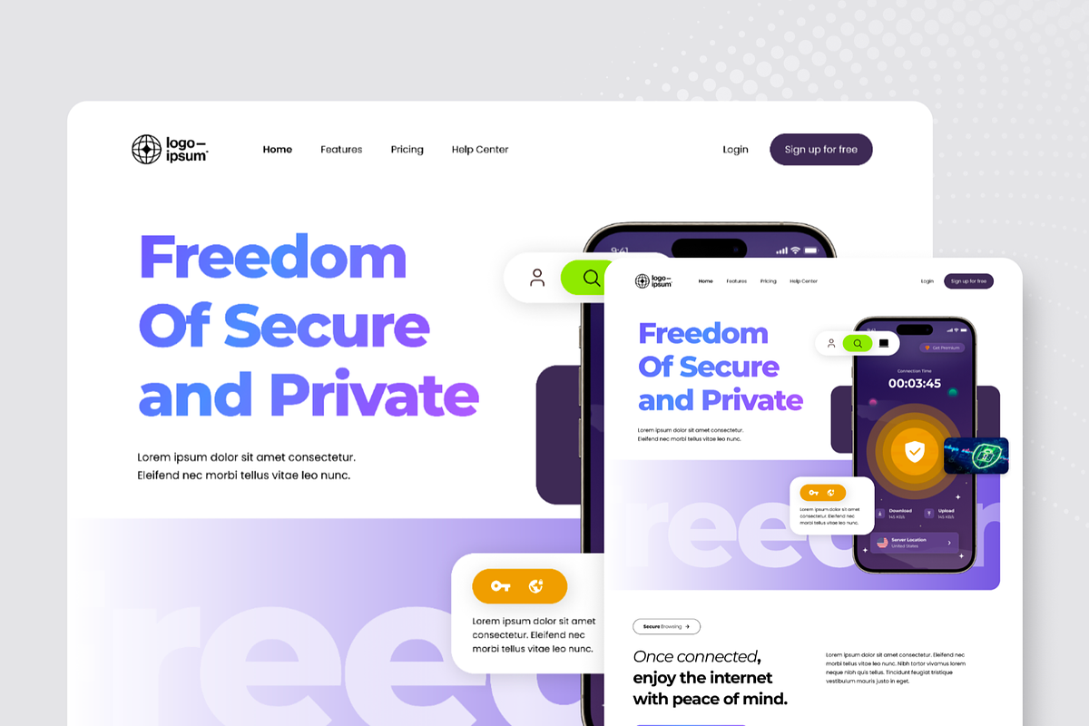 Cyber Swift Ink - VPN Landing Page, a Landing Page Template by SquidPixey (Photo 2 of 5)