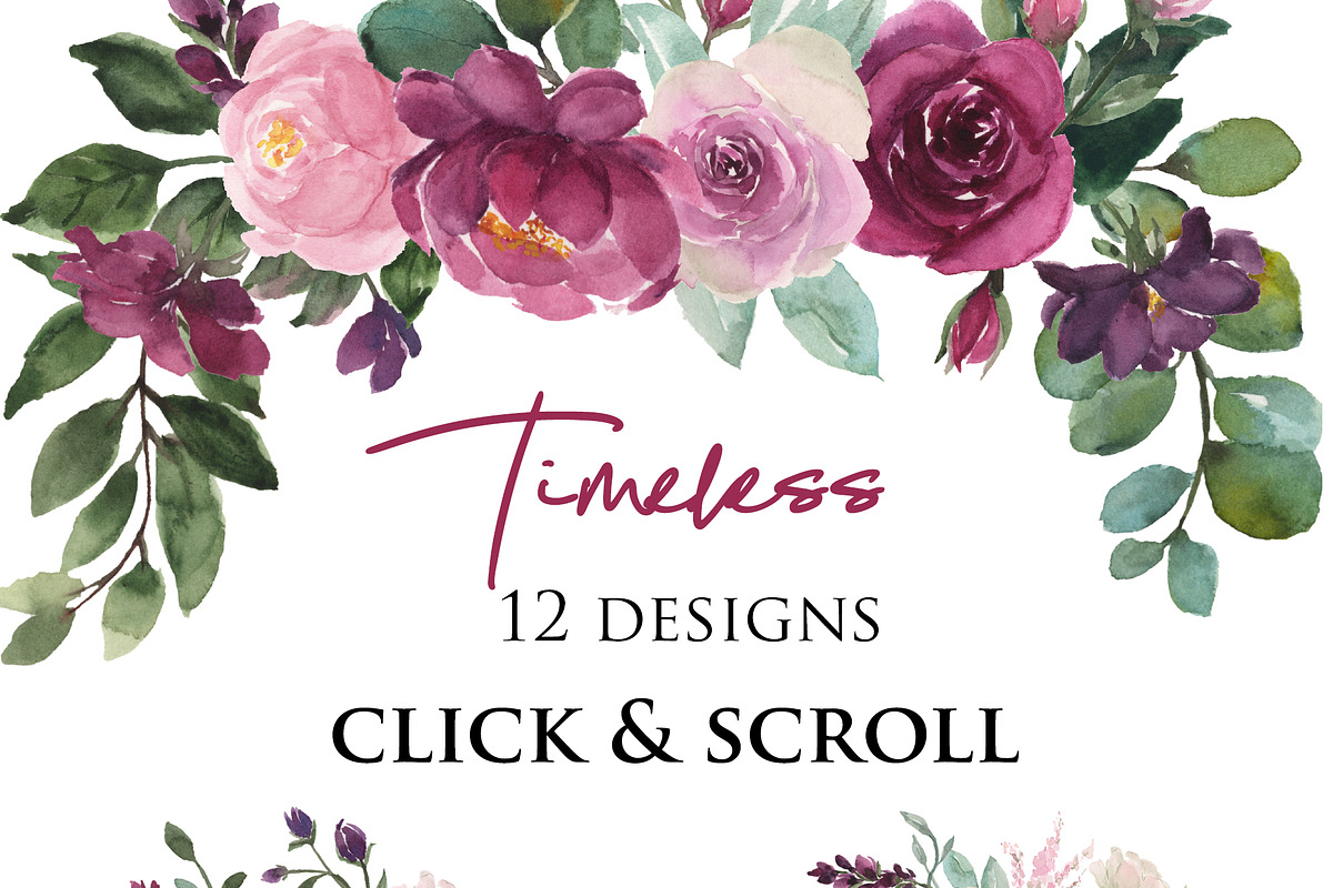 Large Set Blush & Burgundy Florals, an Illustration by Graphic Blue Bird (Photo 2 of 11)