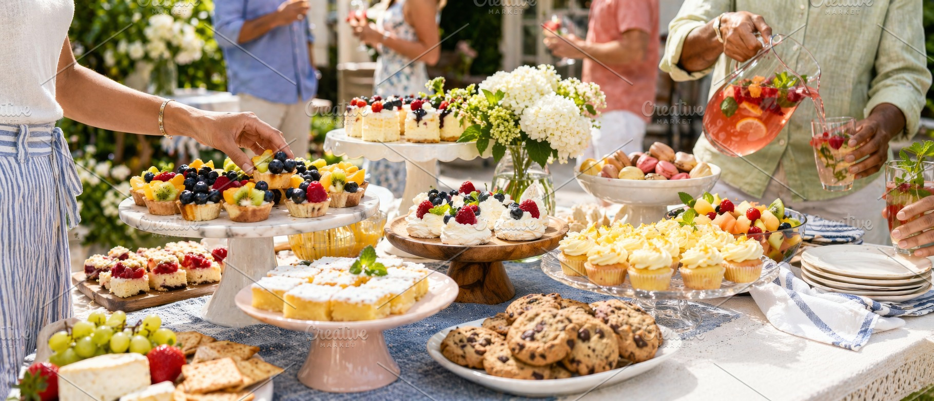 Outdoor desserts buffet with assorte, a Photo by Dvoevnore photos