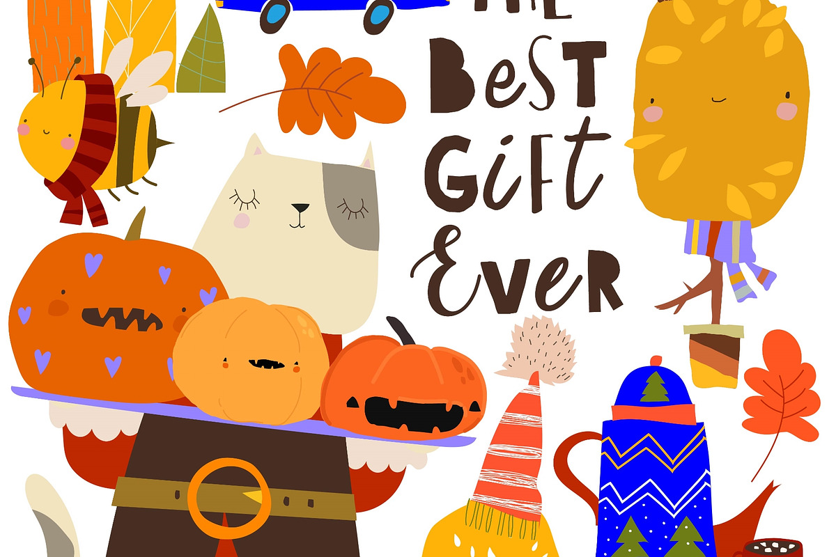 Cartoon Set With Cat, Pumpkins and, an Animal Illustration by Maria Starus (Photo 2 of 3)