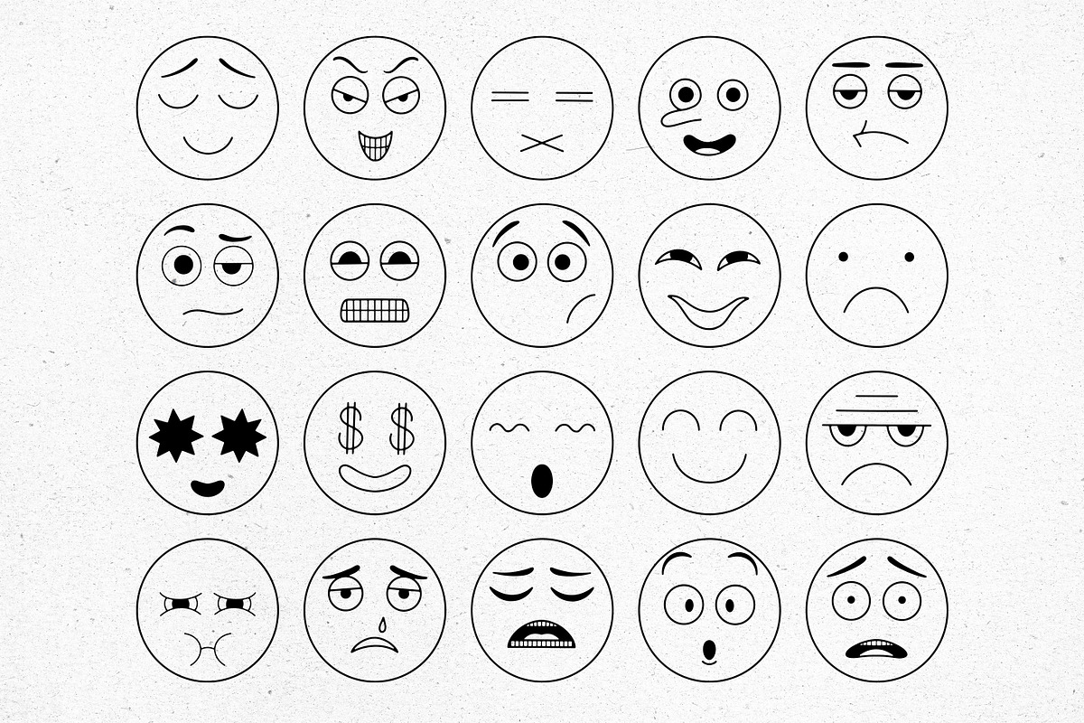 Emoji Faces Line Art, an Emoji Icon by Tekuni (Photo 5 of 9)