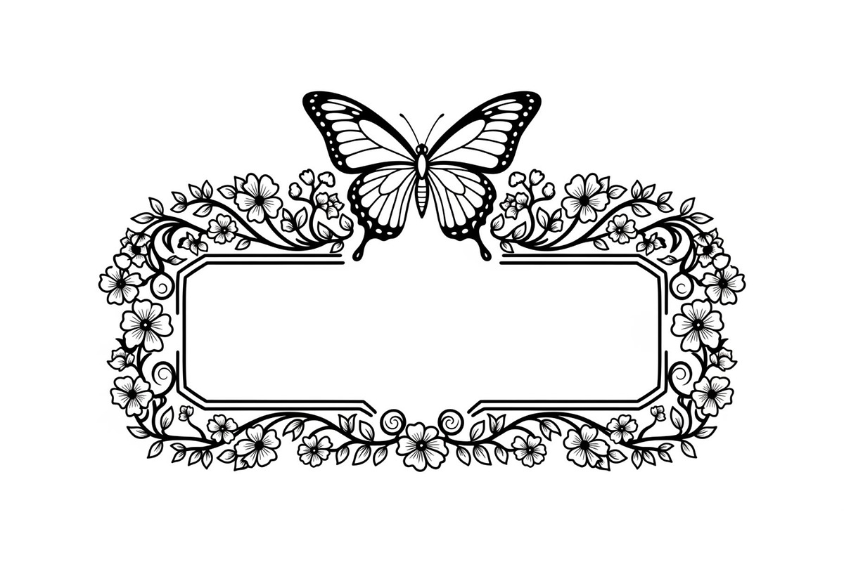Butterfly Floral Frame SVG Bundle, an Illustration by Creativeshirt (Photo 7 of 31)