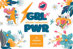 Girl Power Sticker Vector Collection