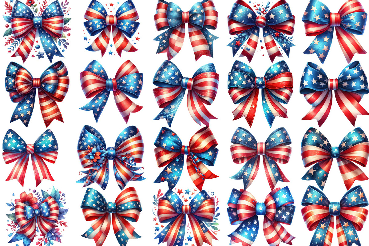 Watercolor Patriotic Bow 4th July US, a Graphic by Designking (Photo 3 of 3)