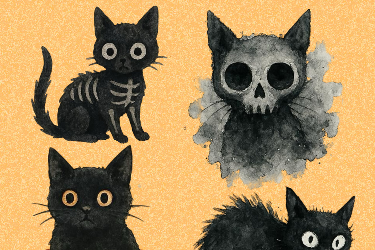 Watercolour Halloween Black Cat Art, an Animal Illustration by Night Crawler Creations (Photo 3 of 3)