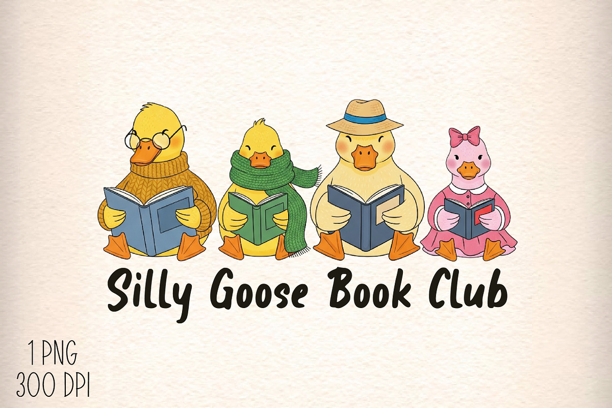 Silly Goose Book Club Reading PNG, an Illustration by Daily.Designs (Photo 1 of 5)