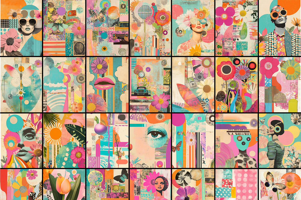 Retro Style Spring Digital Papers, a Decorative Illustration by Fusion Dream (Photo 2 of 10)