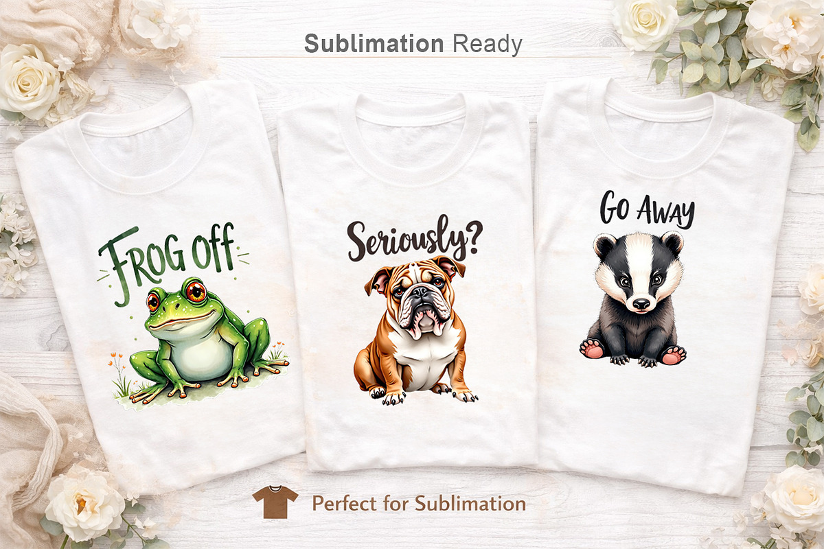 Grumpy Animal Watercolor Pun Clipart, an Illustration by Artnoy (Photo 5 of 8)
