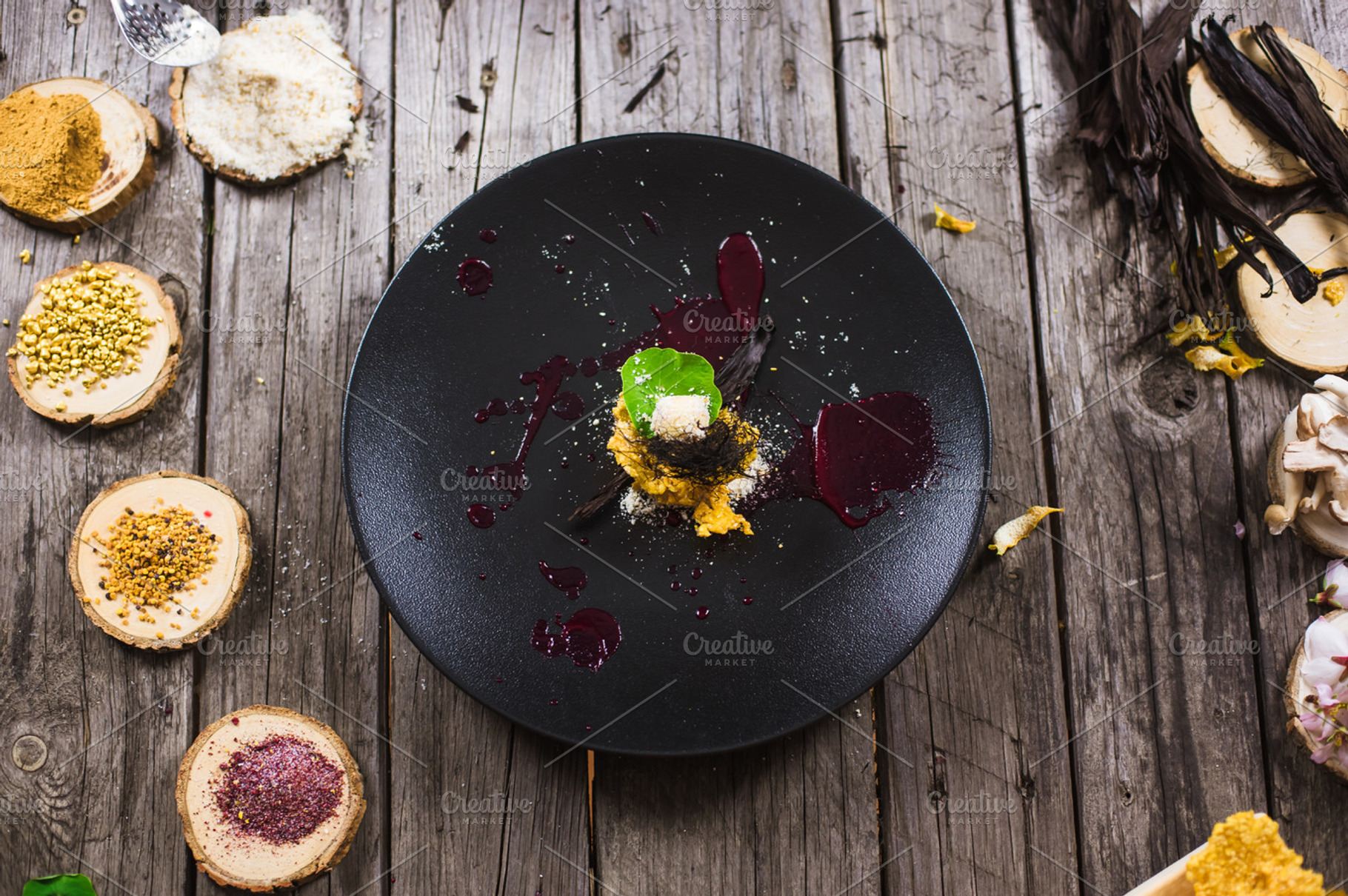 Molecular modern cuisine dessert, a Food & Drink Photo by BodiaPhoto