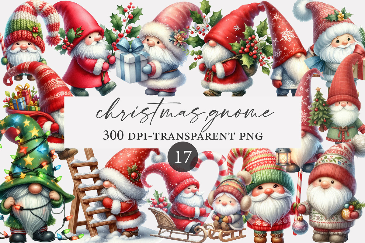 christmas, gnome clipart, an Illustration by Designworld (Photo 1 of 4)