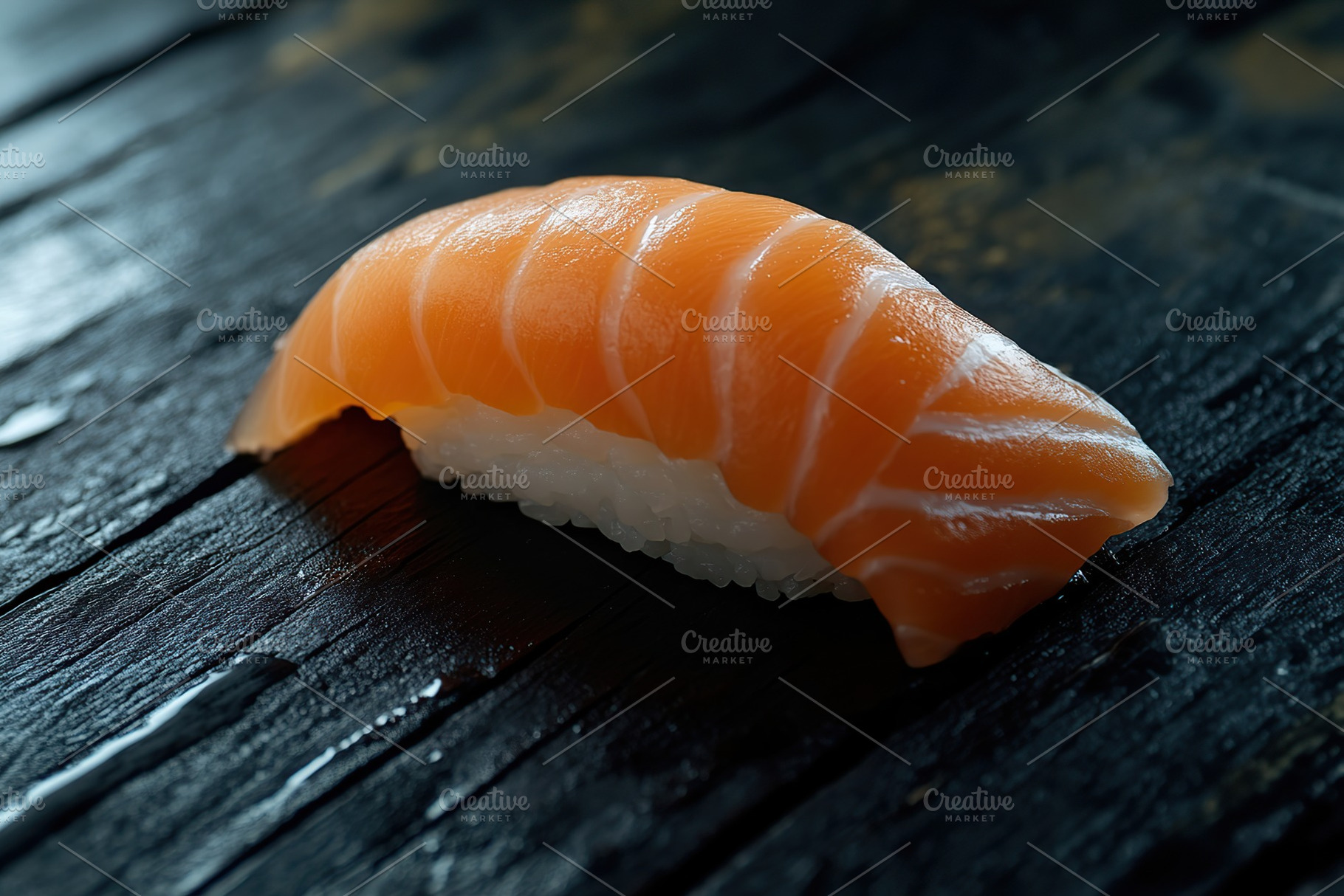 Fresh tasty sushi roll with salmon, japanese cuisine, a Food & Drink Photo by AlyaAnd