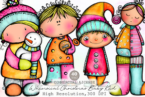 Whimsical Christmas Baby Kid Clipart, an Illustration by Sublimation Artist