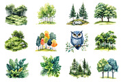 Watercolor Green Forest Clipart, an Illustration by Dream Creation (Thumbnail 5 of 8)
