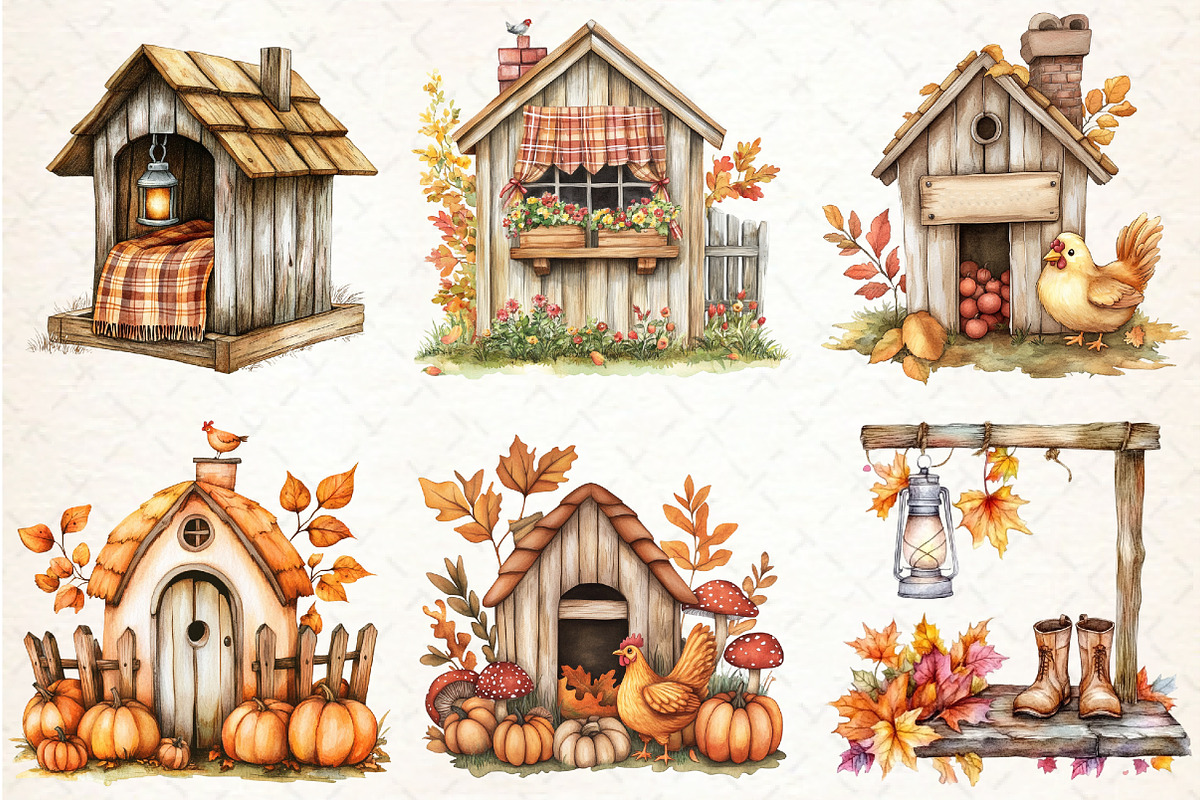 Autumn Chicken Coop Clipart, an Illustration by Libby Wishes (Photo 3 of 7)