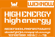 High Energy font, a Sans Serif Font by weknow (Thumbnail 1 of 8)