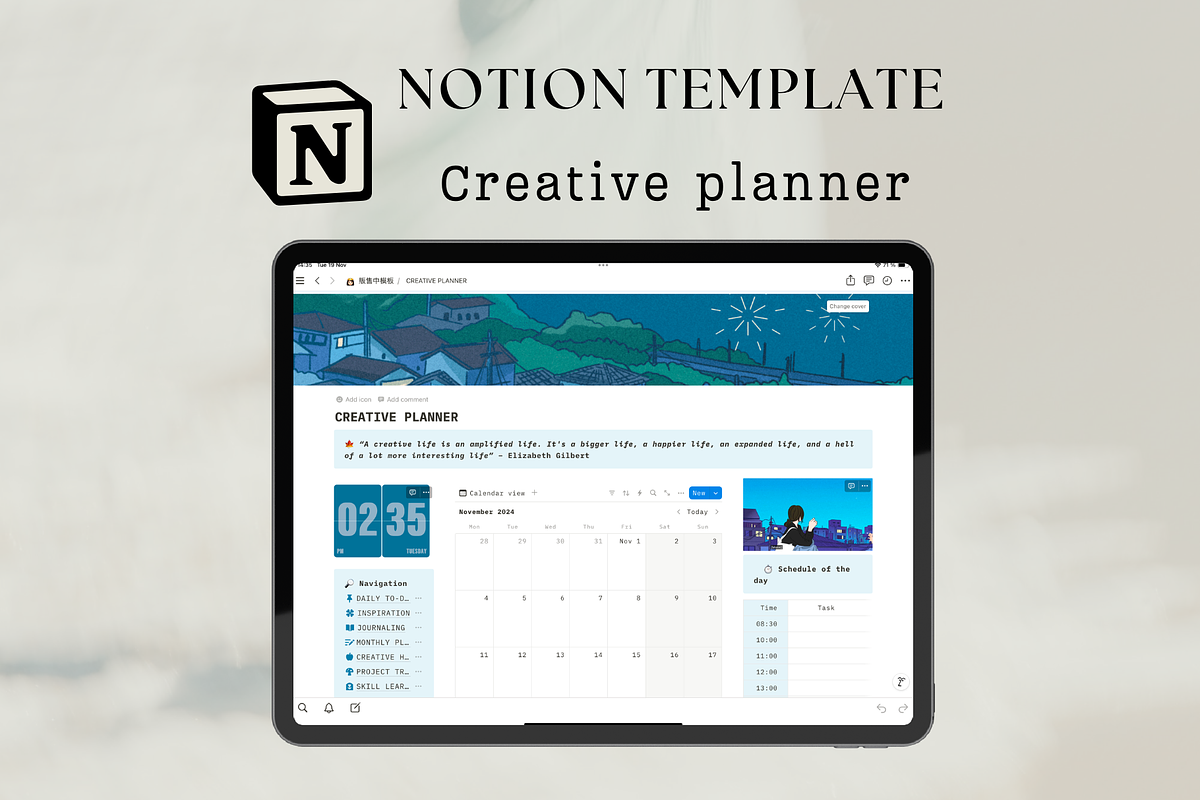 Notion artist planner, a Design Template by Petite Zakka Boutique (Photo 1 of 12)
