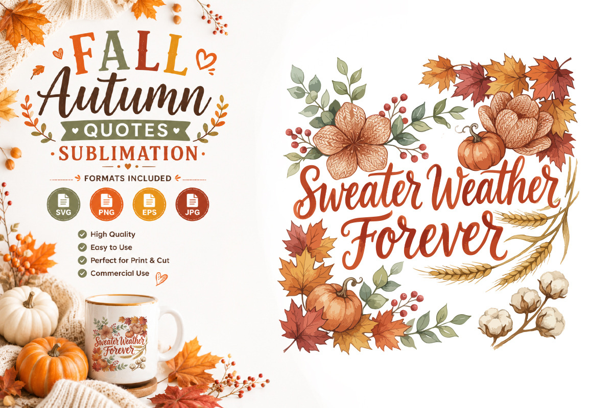 Fall Quotes Sublimation Bundle, a Seasonal Illustration by Actual Pixel (Photo 10 of 16)
