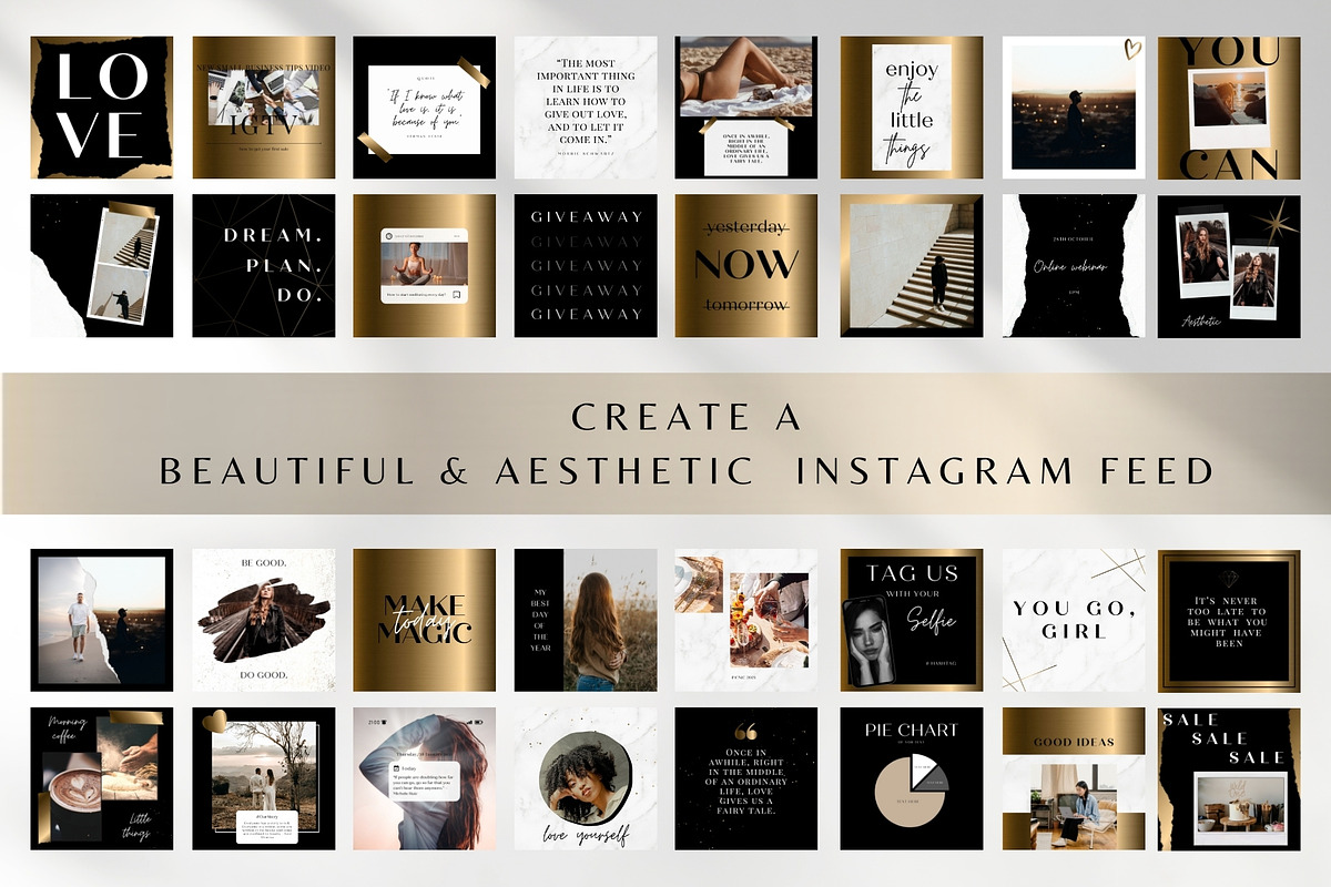 Gold and Black Instagram Templates, a Templates & Theme by Boltik Studio (Photo 8 of 10)