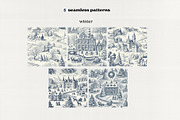 Winter Xmas Toile Seamless Patterns, a Pattern Graphic by Marie T (Thumbnail 2 of 6)