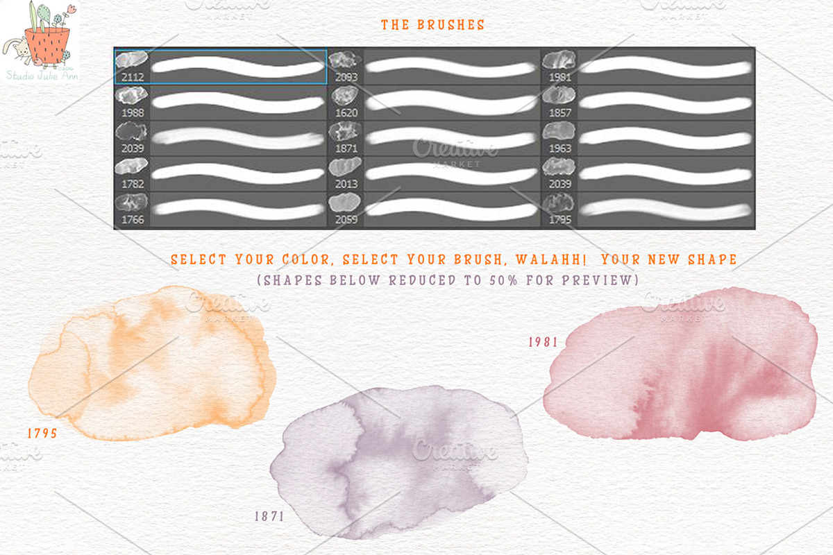 Watercolor Shapes Brushes Vol 3, a Texture Graphic by Studio Julie Ann (Photo 3 of 4)