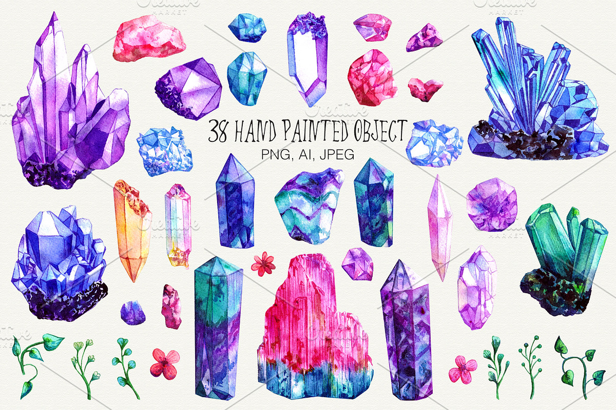 Watercolor Crystals Collection, an Illustration by Olga Alexeenko (Photo 2 of 7)