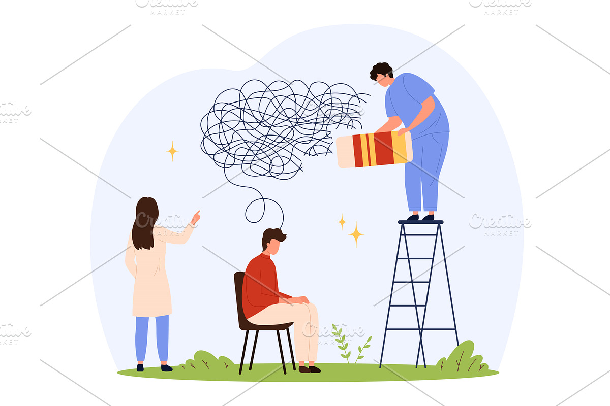 Mental health therapy and, an Object Illustration by Flashvector