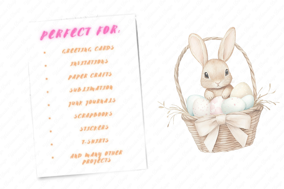 Watercolor Easter Bunny Clipart, an Illustration by Watercolor design (Photo 11 of 11)